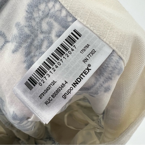 Zara Linen Embroidered Culottes Wide‎ Leg Pants Size Large - Picture 8 of 16